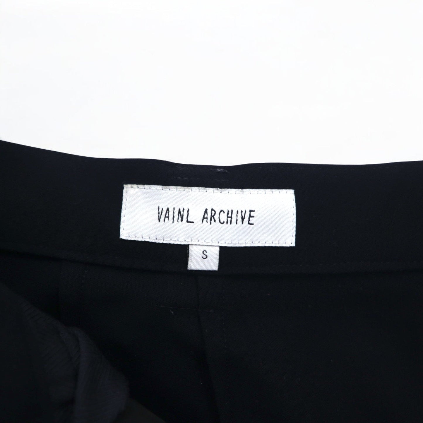 VAINL ARCHIVE タック ワイド スラックスパンツ S ネイビー ウール 2216022 日本製
