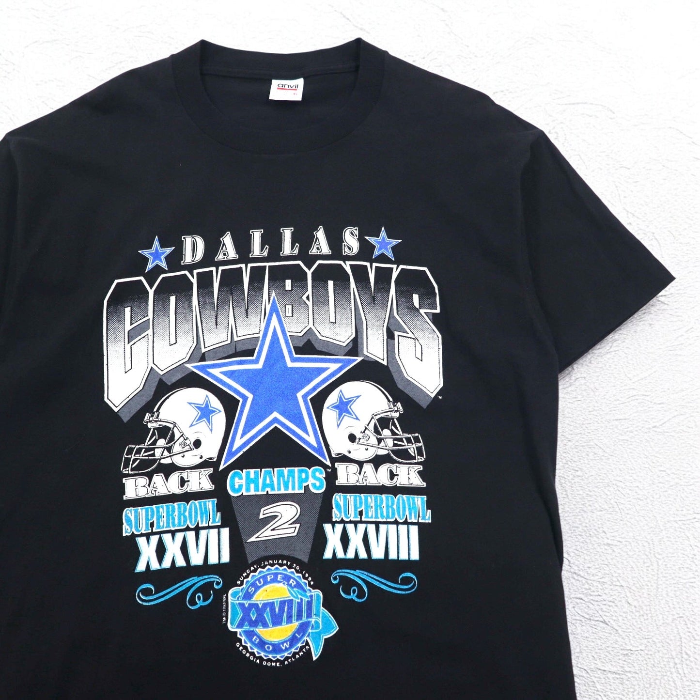 Vintage 90s USA Made T-Shirt anvil 90年代 USA製 NFLプリント Tシャツ XL ブラック DALLAS COWBOYS