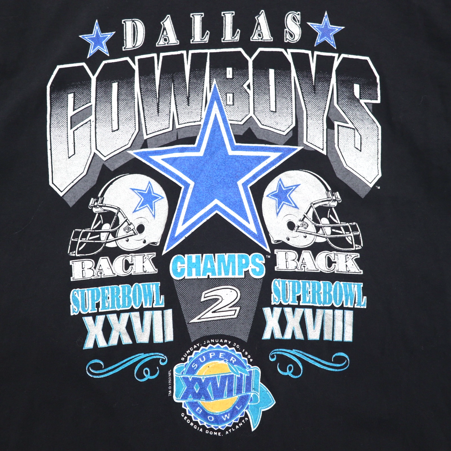 Vintage 90s USA Made T-Shirt anvil 90年代 USA製 NFLプリント Tシャツ XL ブラック DALLAS COWBOYS