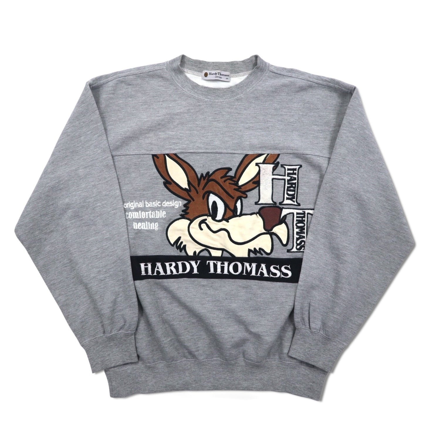 90年代 Hardy Thomass キャラクター刺繍 スウェット M グレー コットン