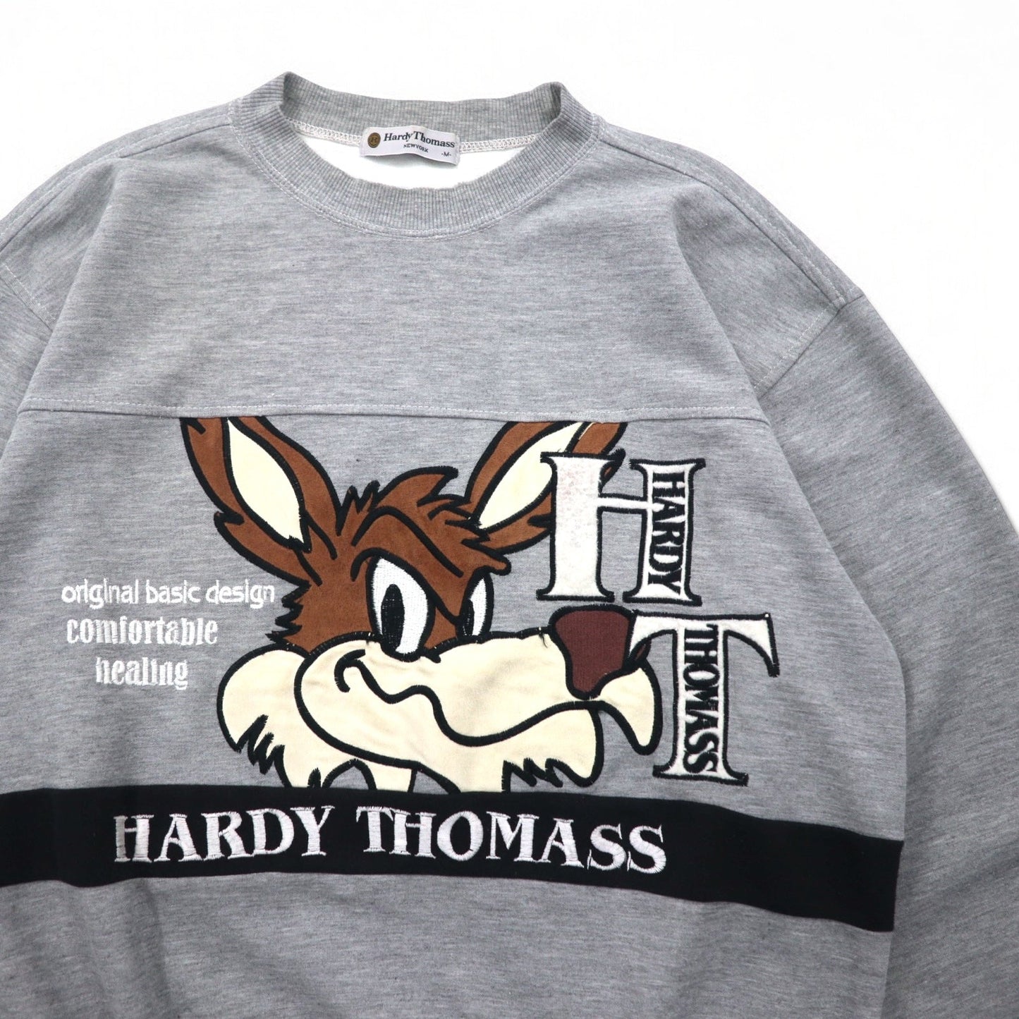 90年代 Hardy Thomass キャラクター刺繍 スウェット M グレー コットン