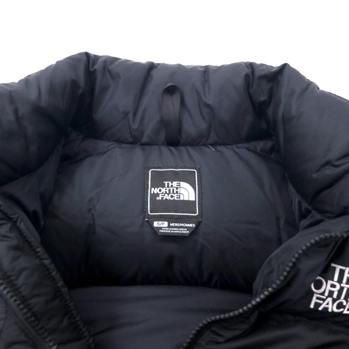 THE NORTH FACE センターロゴ刺繍 ヌプシ ダウンジャケット 700フィルパワー S ブラック ナイロン ロゴ刺繍 フード収納式 ND01586