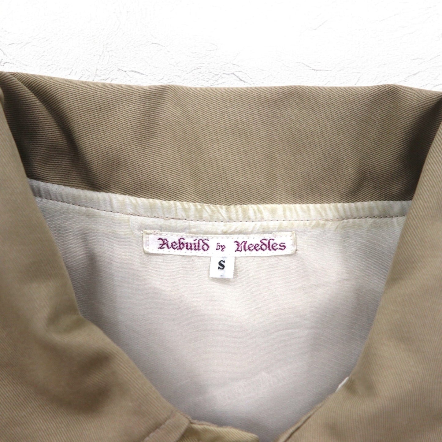 rebuild by needles 再構築 リメイク コーチジャケット S ベージュ ドローコード