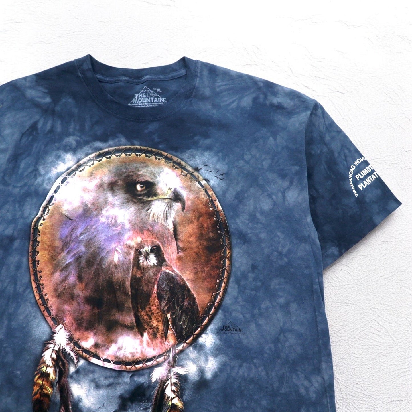 THE MOUNTAIN USA製 タイダイ Tシャツ XL ネイビー アニマル プリント イーグル ドリームキャッチャー