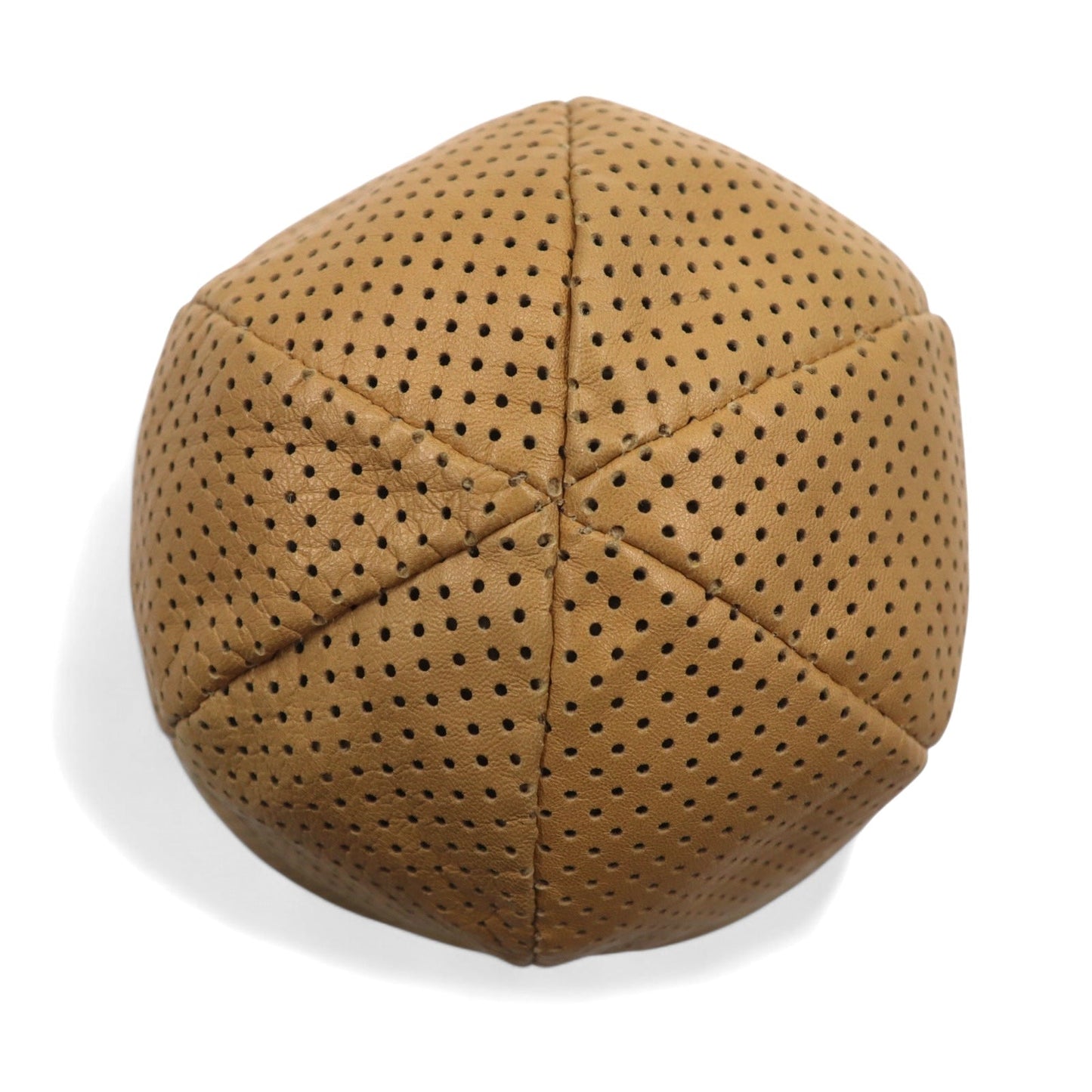 PRADA イタリア製 ラムスキン パンチングレザー バケットハット M ベージュ 羊革