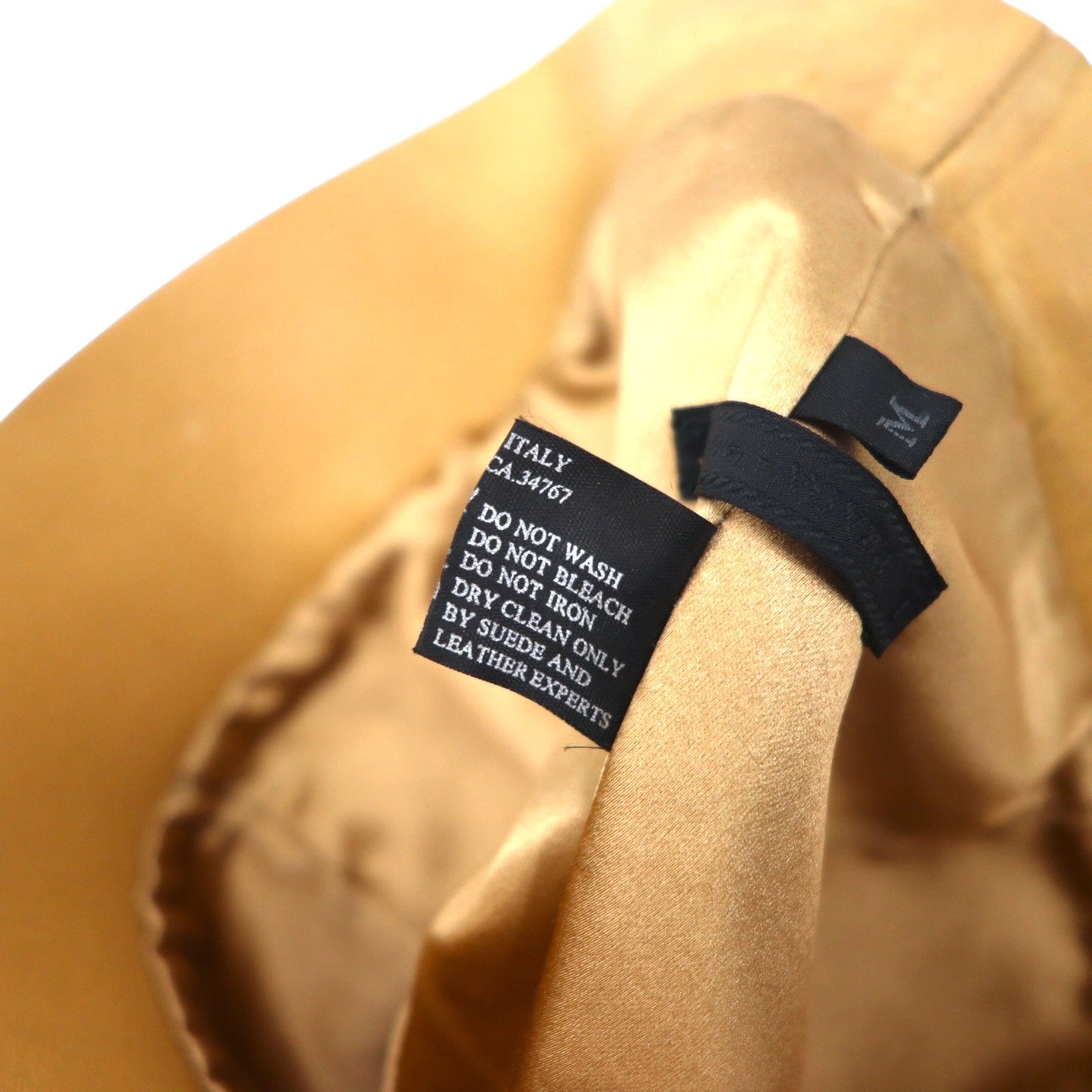 PRADA イタリア製 ラムスキン パンチングレザー バケットハット M ベージュ 羊革