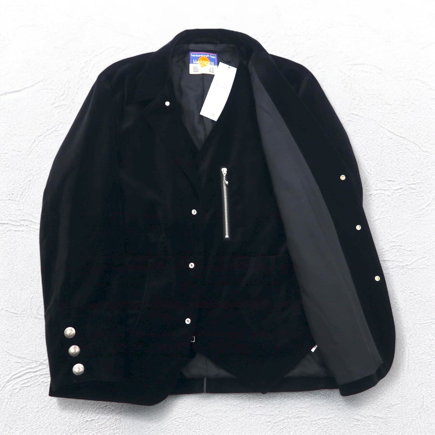 blackmeans コンボジャケット COMBO JACKET ベスト テーラードジャケット ベロア M ブラック アンサンブル 日本製 未使用品