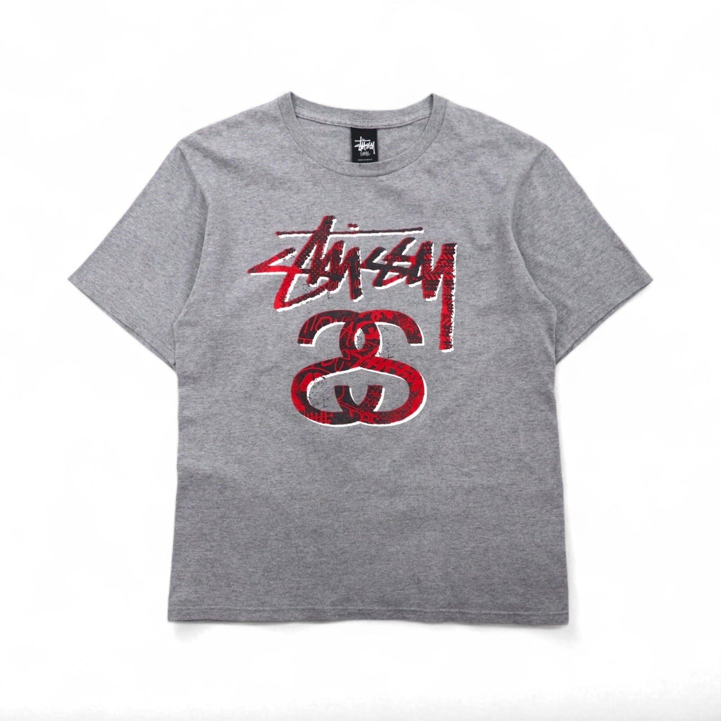 STUSSY シャネルロゴ プリント Tシャツ S グレー コットン メキシコ製