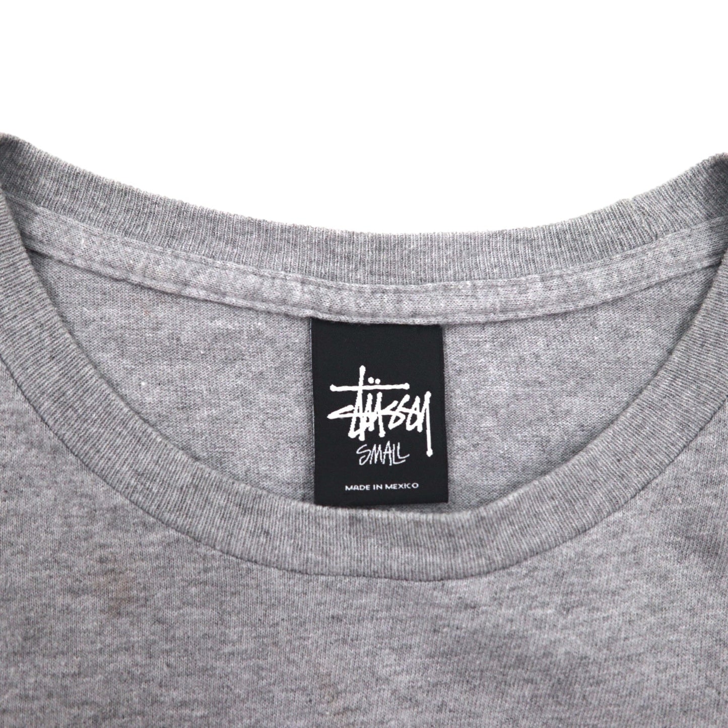 STUSSY シャネルロゴ プリント Tシャツ S グレー コットン メキシコ製