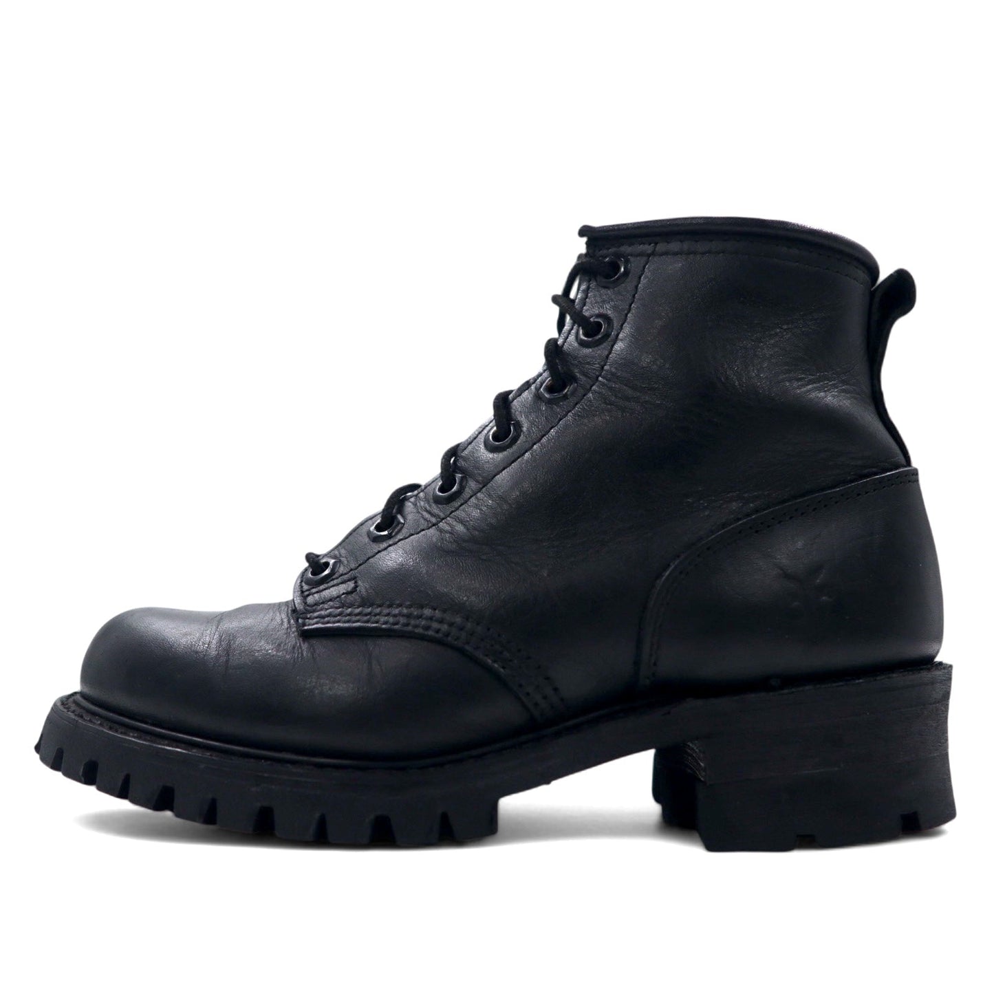 USA製 FRYE レースアップブーツ ワークブーツ 23cm ブラック レザー vibramソール