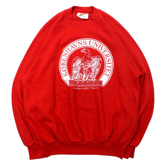 Euro Vintage カレッジ プリントスウェット XXL レッド アクリル コットン Camus