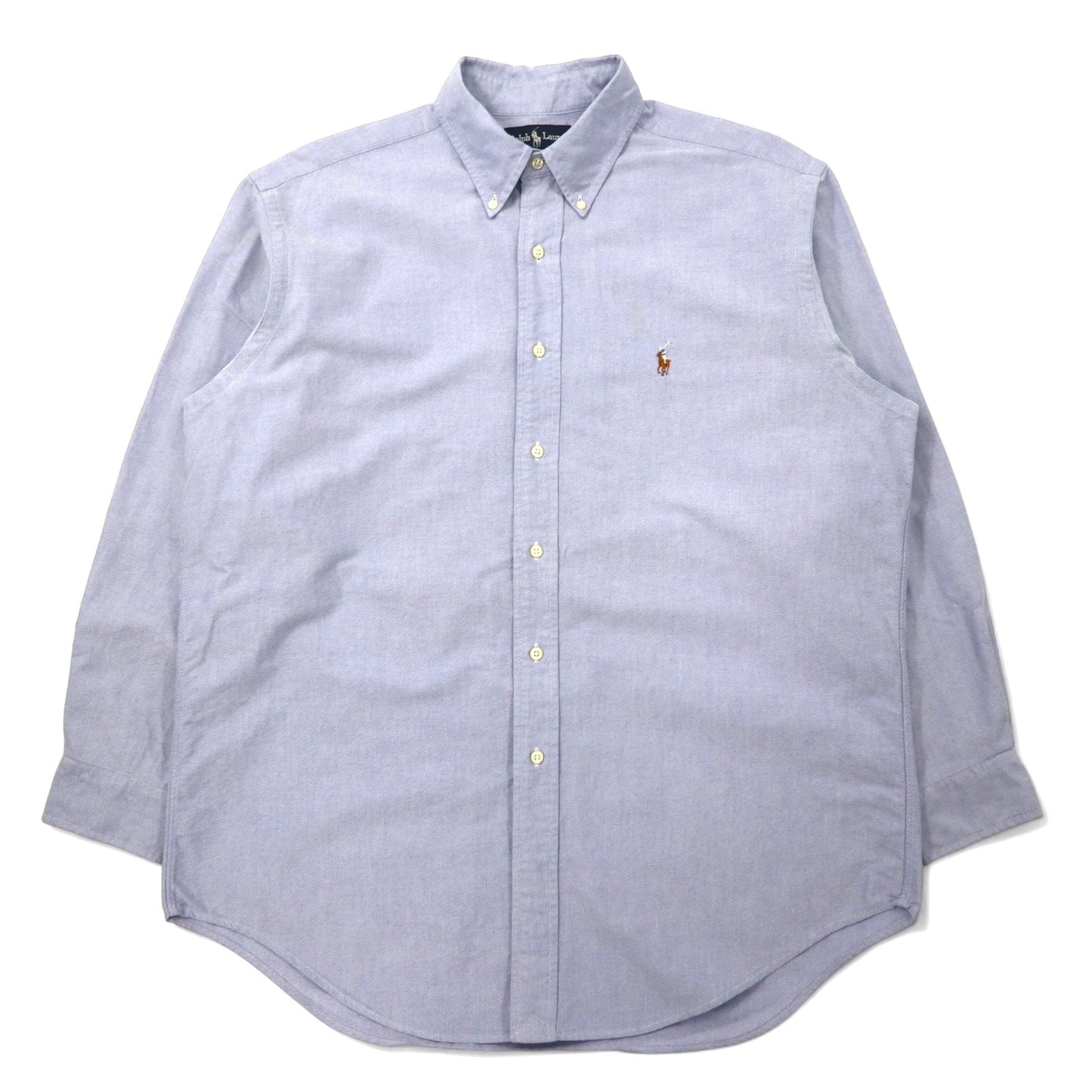 RALPH LAUREN 90年代 オックスフォード ボタンダウンシャツ 16-33 ブルー コットン YARMOUTH スモールポニー 刺繍