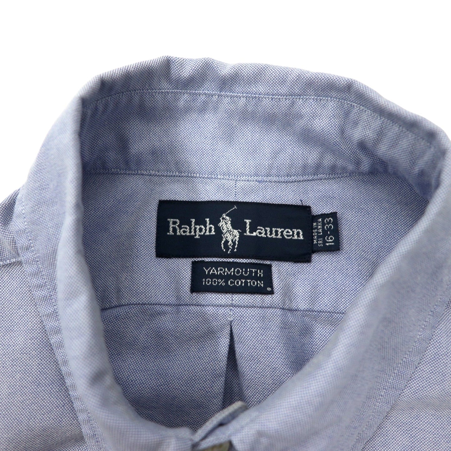 RALPH LAUREN 90年代 オックスフォード ボタンダウンシャツ 16-33 ブルー コットン YARMOUTH スモールポニー 刺繍