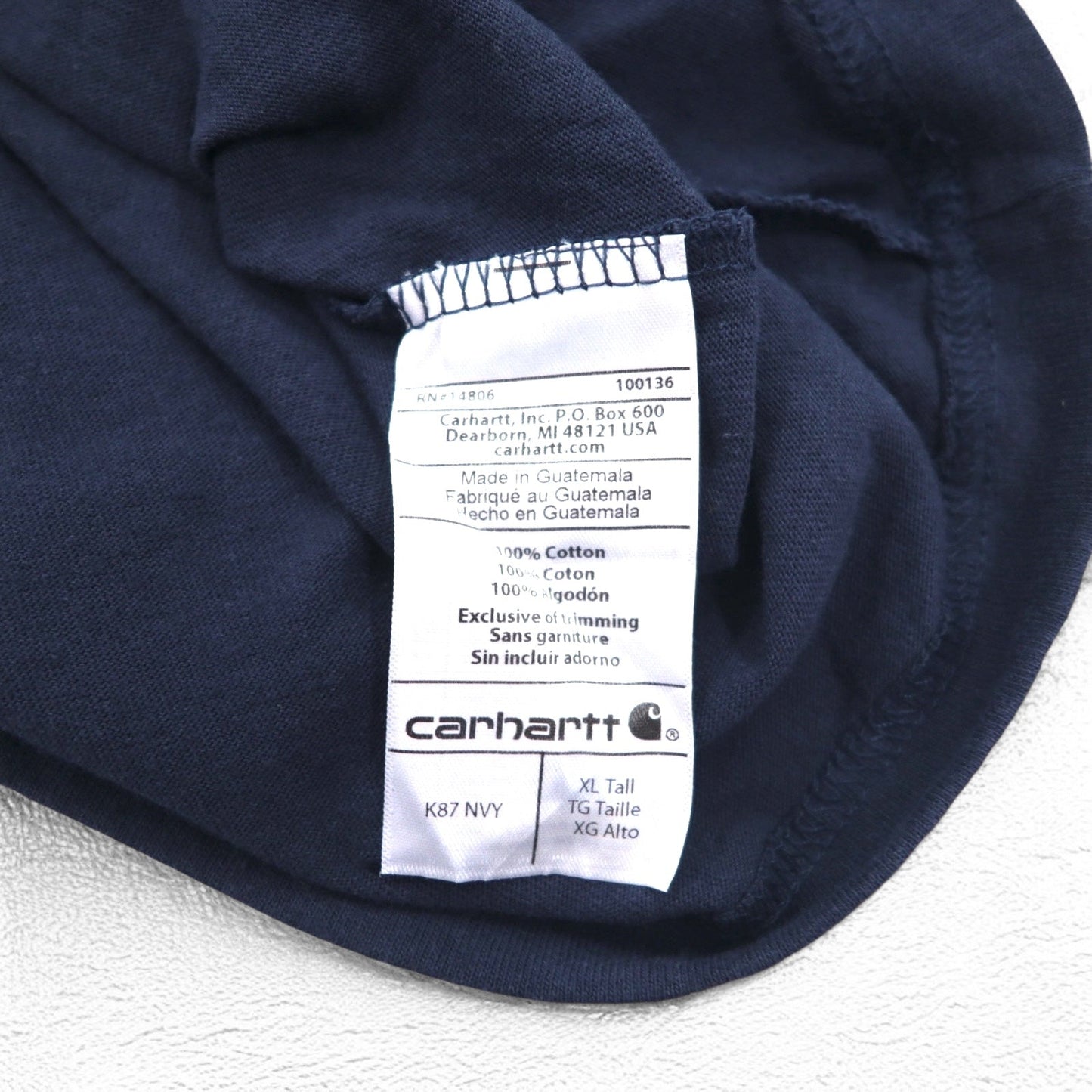 carhartt オリジナルフィット ポケット Tシャツ ポケT XL ネイビー ORIGINAL FIT コットン