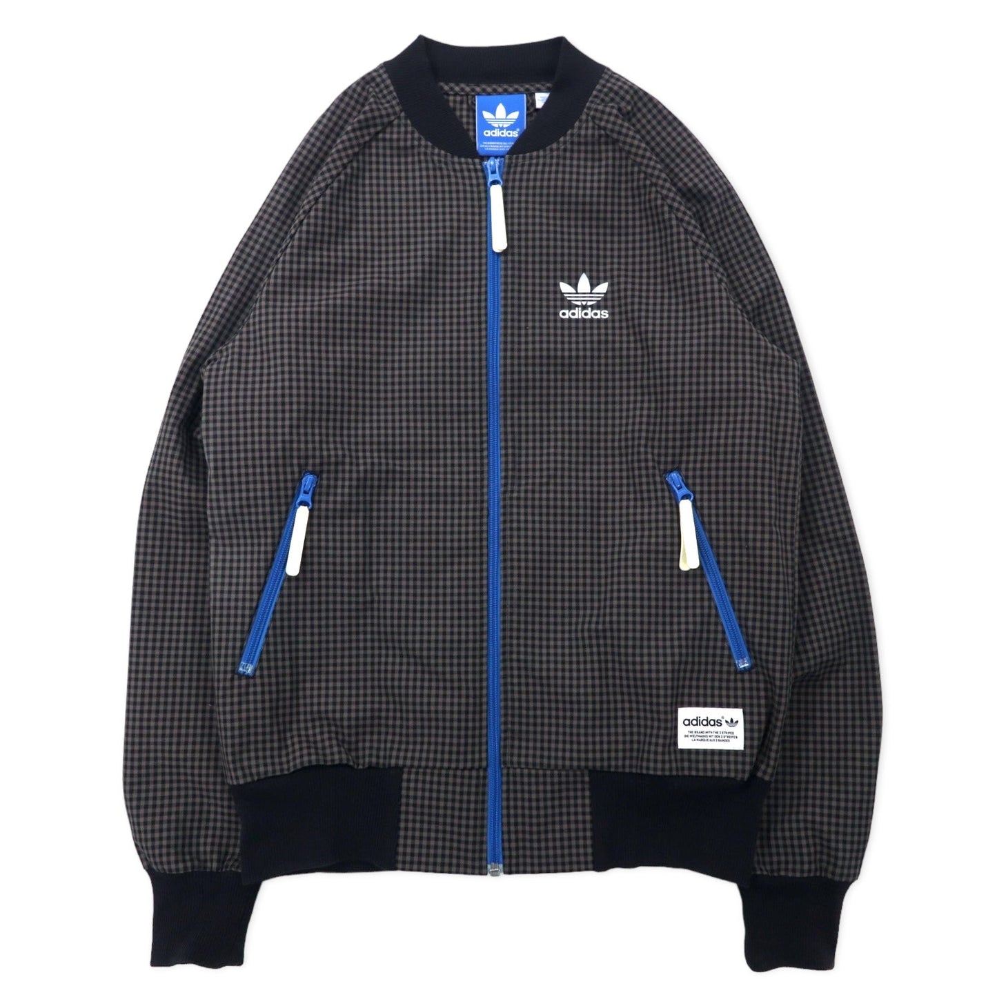 adidas originals トラックジャケット ジャージ S グレー チェック コットン トレフォイルロゴ