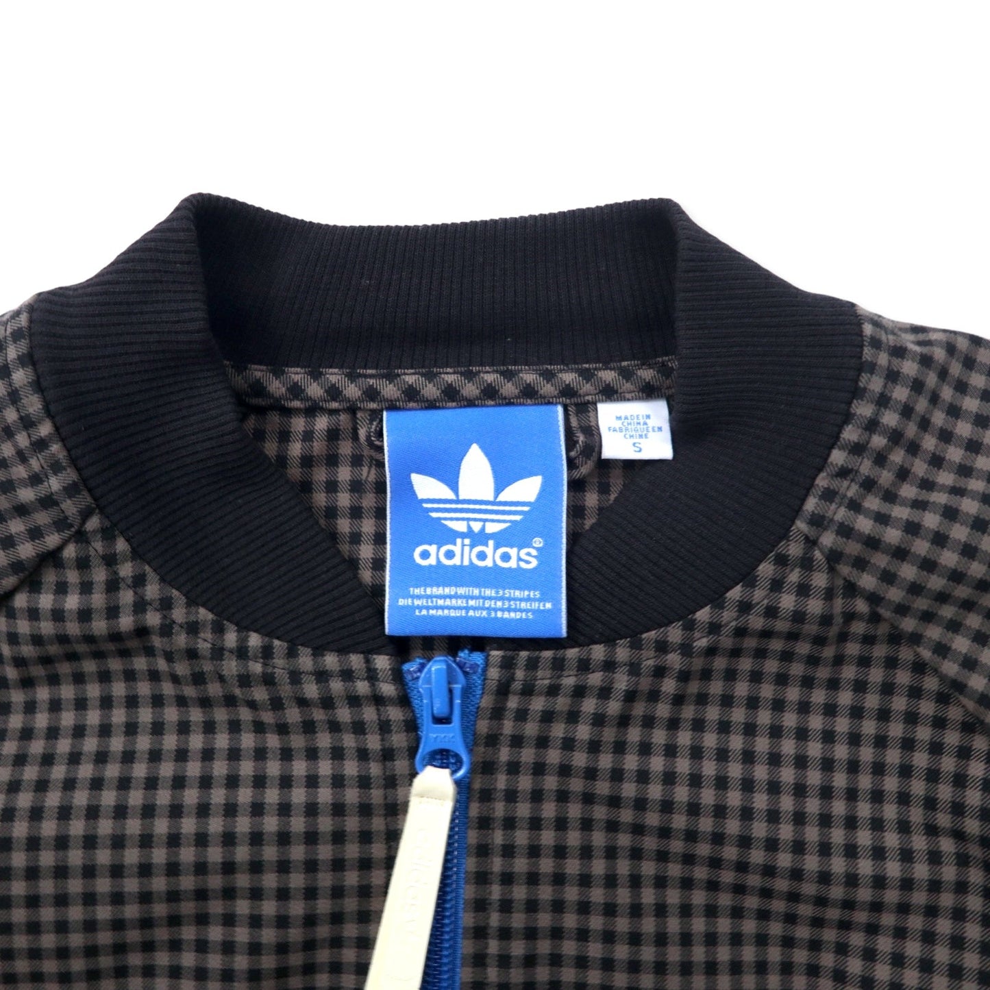 adidas originals トラックジャケット ジャージ S グレー チェック コットン トレフォイルロゴ