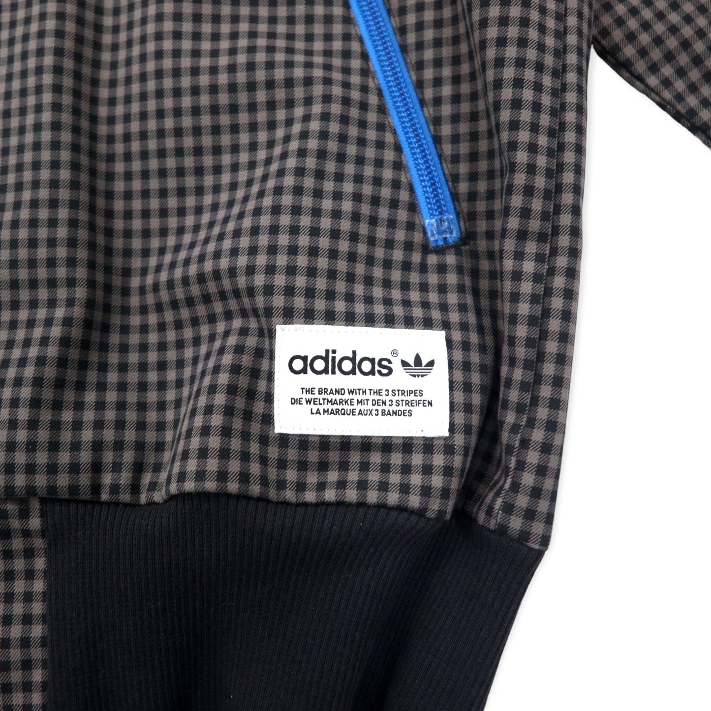 adidas originals トラックジャケット ジャージ S グレー チェック コットン トレフォイルロゴ