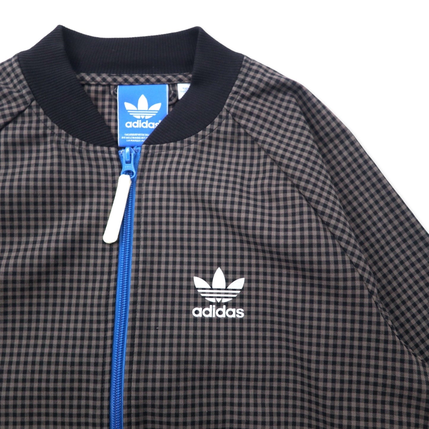 adidas originals トラックジャケット ジャージ S グレー チェック コットン トレフォイルロゴ