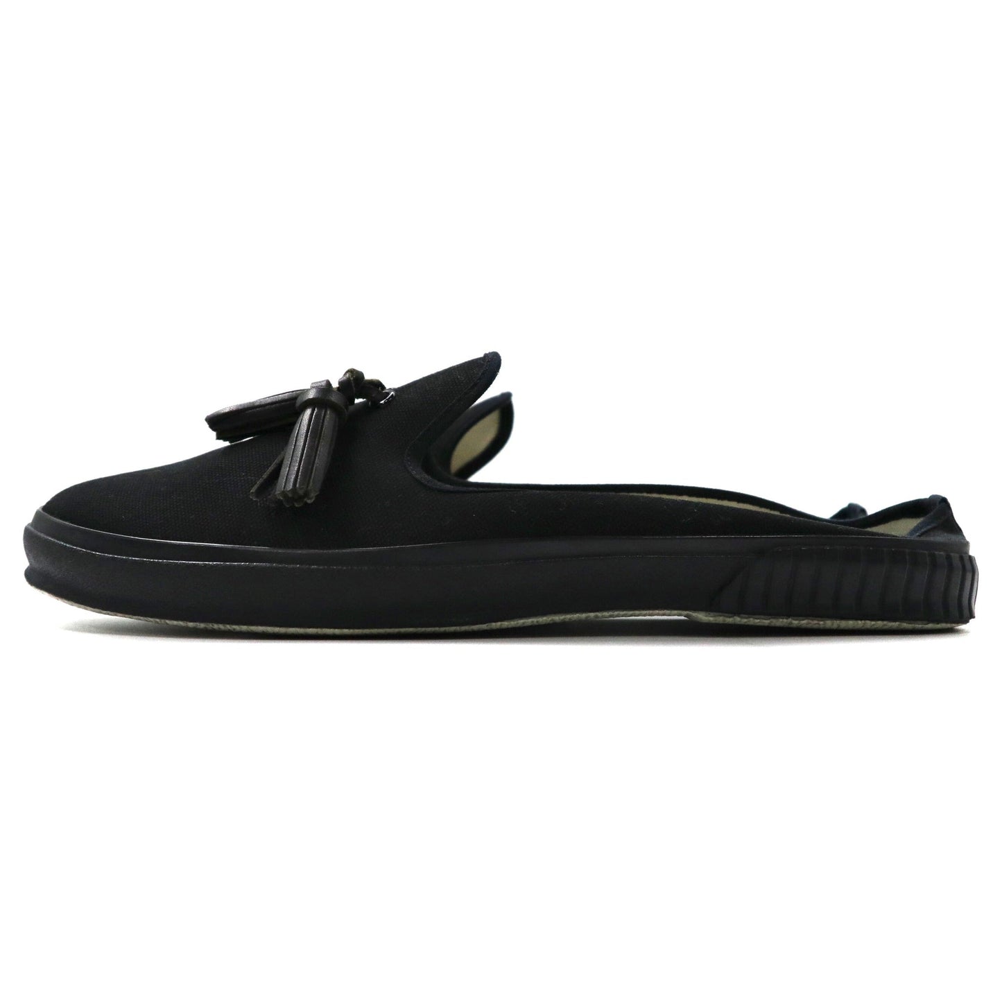 Hender Scheme タッセルローファー ミュール 27.5-28cm ブラック キャンバス PARALLEL / PEAK with tassels 8AHR 日本製
