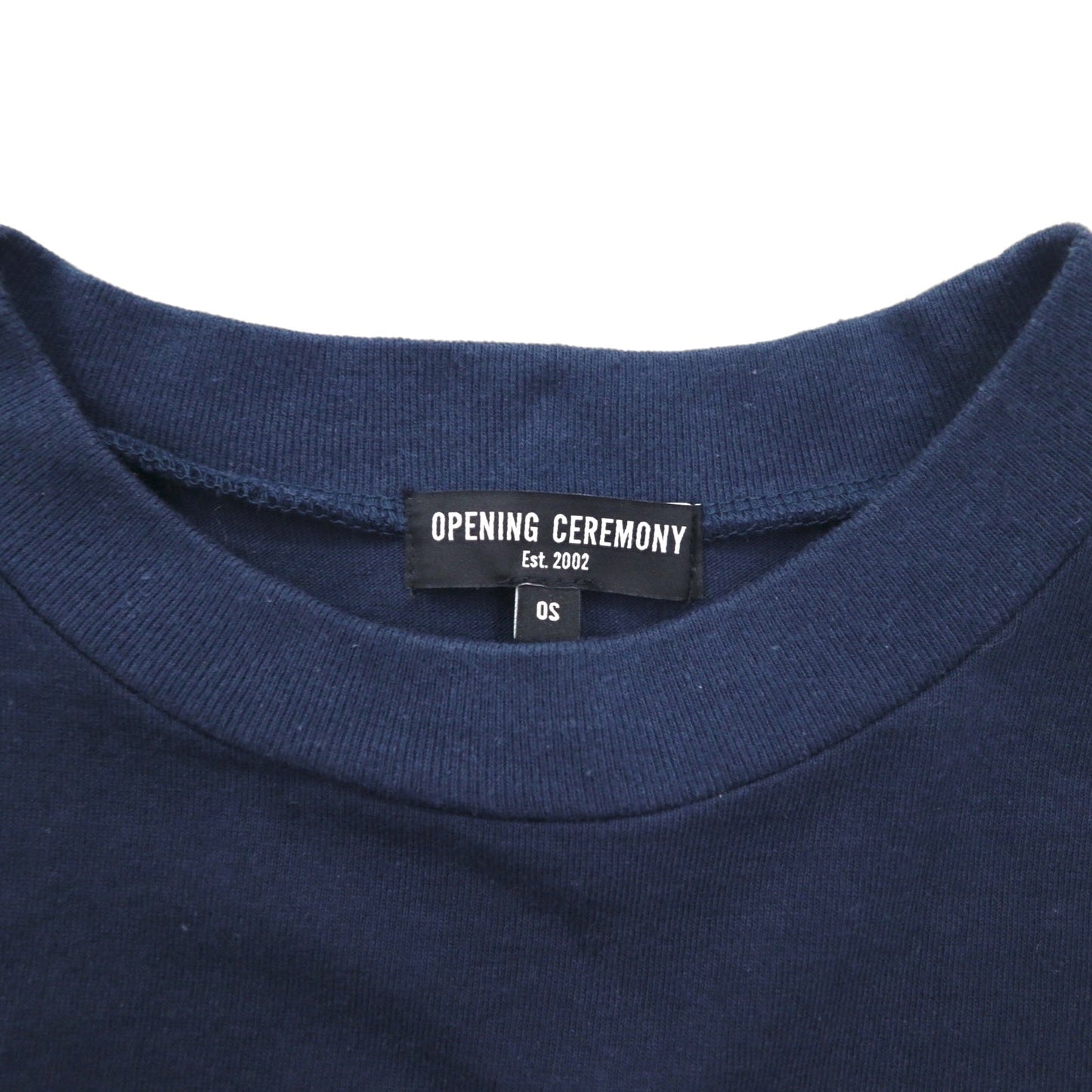 OPENING CEREMONY リブロゴデザイン クロップド Tシャツ S ネイビー コットン 日本製