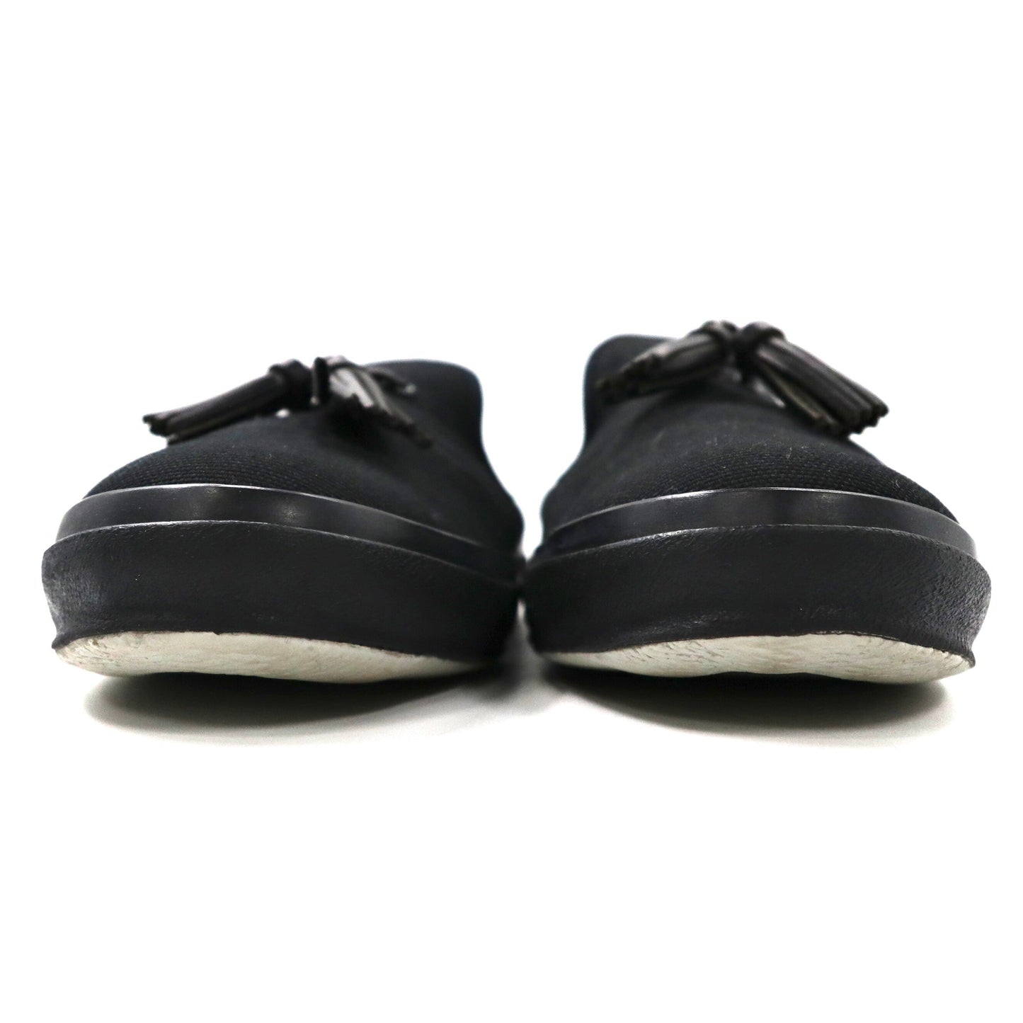 Hender Scheme タッセルローファー ミュール 27.5-28cm ブラック キャンバス PARALLEL / PEAK with tassels 8AHR 日本製