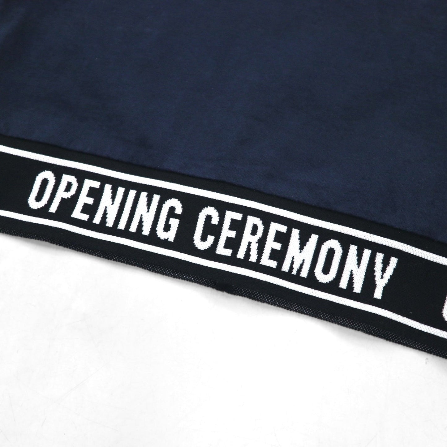 OPENING CEREMONY リブロゴデザイン クロップド Tシャツ S ネイビー コットン 日本製