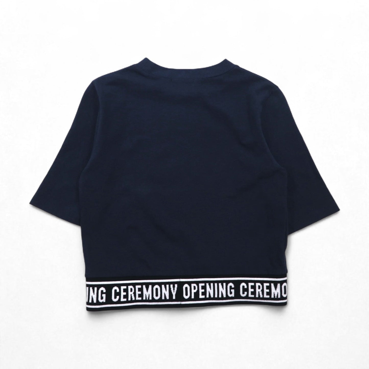 OPENING CEREMONY リブロゴデザイン クロップド Tシャツ S ネイビー コットン 日本製