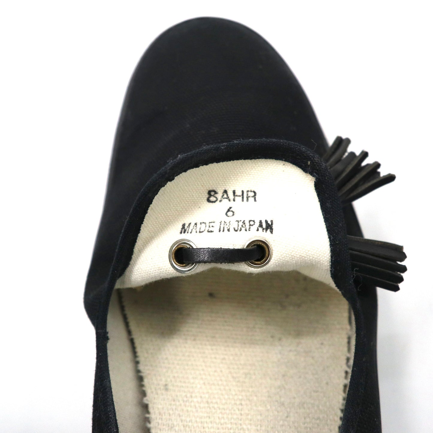 Hender Scheme タッセルローファー ミュール 27.5-28cm ブラック キャンバス PARALLEL / PEAK with tassels 8AHR 日本製