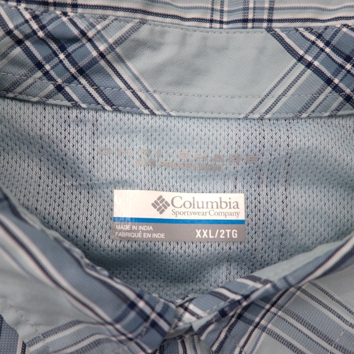 Columbia オムニシェイド 長袖シャツ 2XL ブルー チェック ナイロン ビッグサイズ Men's Large Kestrel Trail II Long Sleeve Shirt XM0787