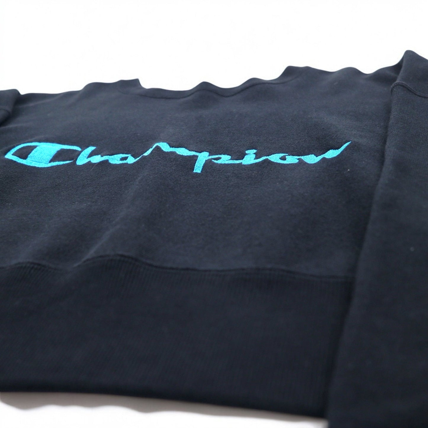 Champion クロップド リバースウィーブ REVERSE WEAVE スウェット M ブラック スクリプトロゴ刺繍 COMPACT VOLUME TOP CWSL009