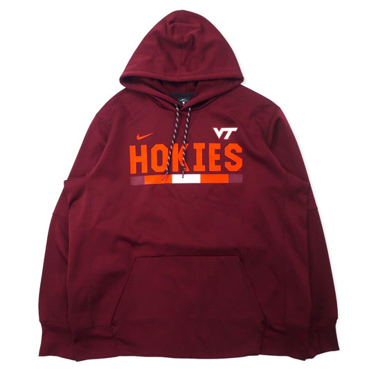 NIKEドライフィット プルオーバーパーカー XL ボルドー ポリエステル VT フットボール HOKIES