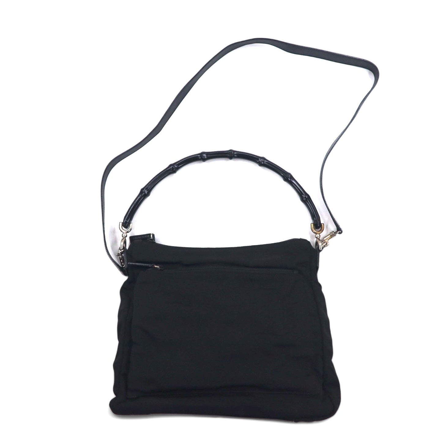 GUCCI イタリア製 2WAY バンブー ショルダーバッグ ハンドバック ブラック ナイロン 000・0509 002058