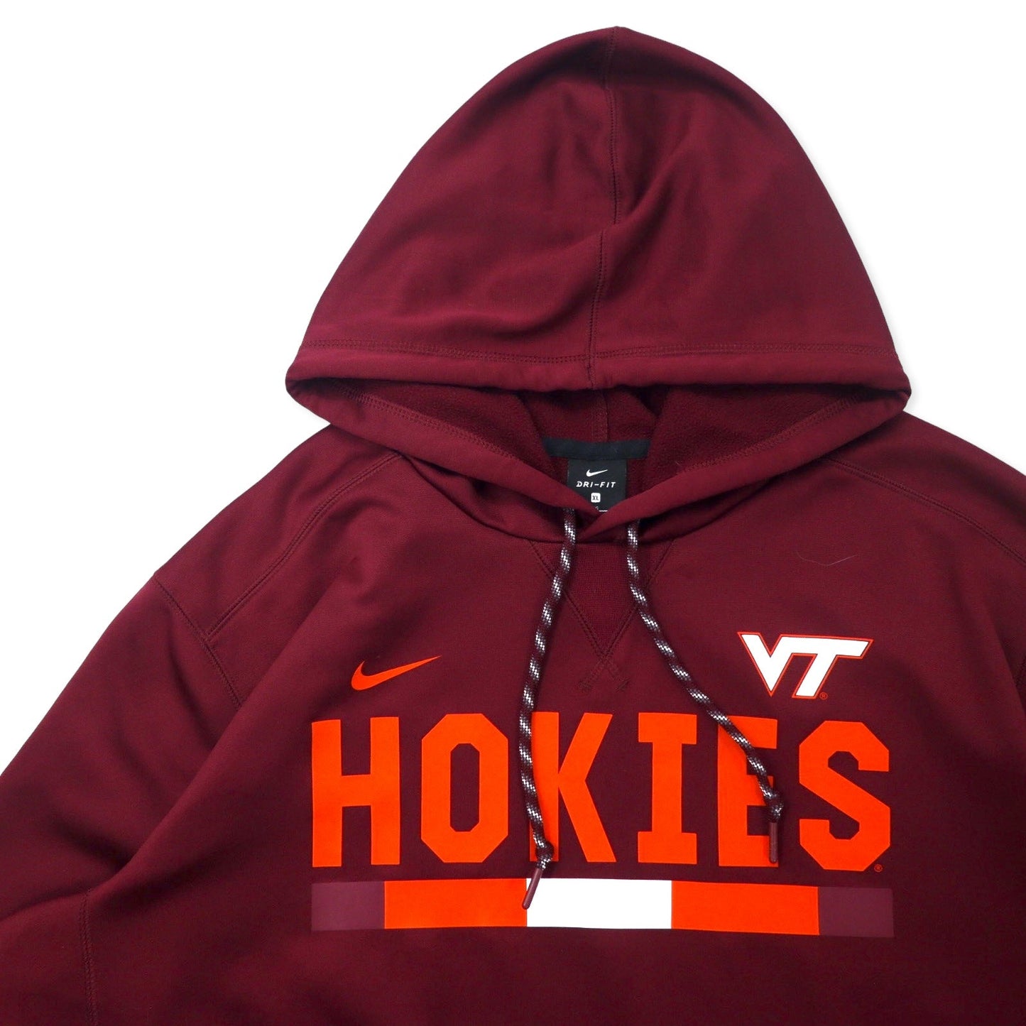 NIKEドライフィット プルオーバーパーカー XL ボルドー ポリエステル VT フットボール HOKIES