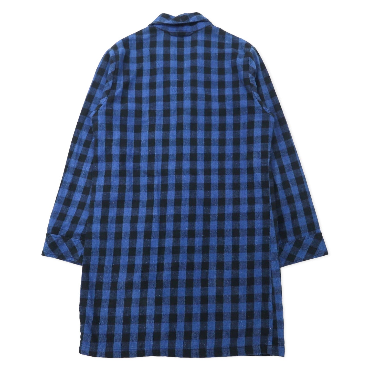 BLUE BLUE ガウンコート チェスターコート 羽織 2 ブルー チェック コットン INDIGO DYE 日本製