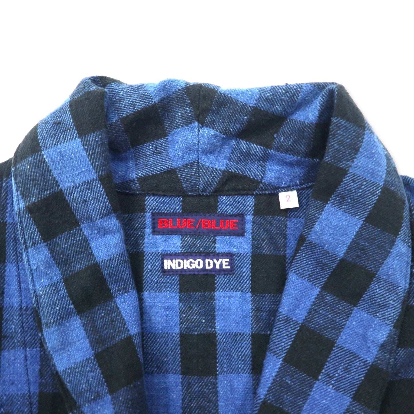 BLUE BLUE ガウンコート チェスターコート 羽織 2 ブルー チェック コットン INDIGO DYE 日本製