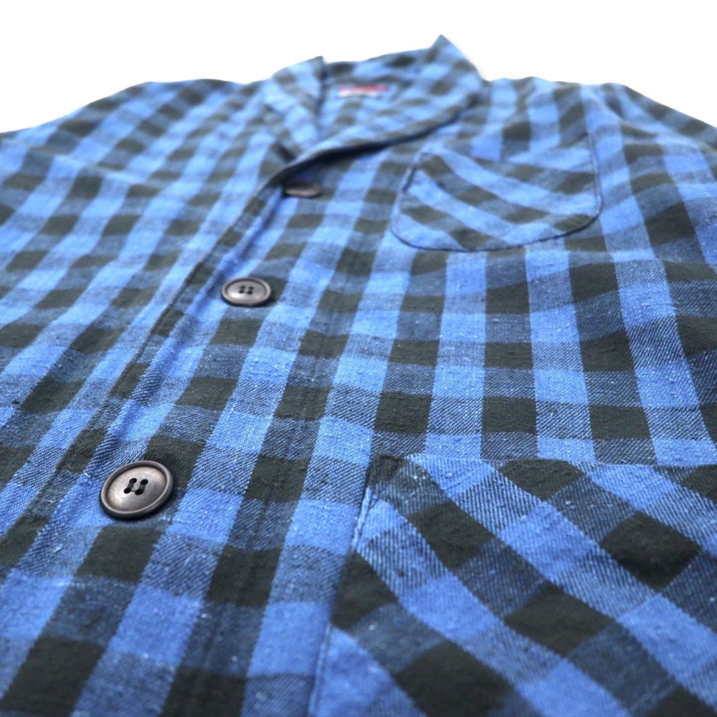 BLUE BLUE ガウンコート チェスターコート 羽織 2 ブルー チェック コットン INDIGO DYE 日本製