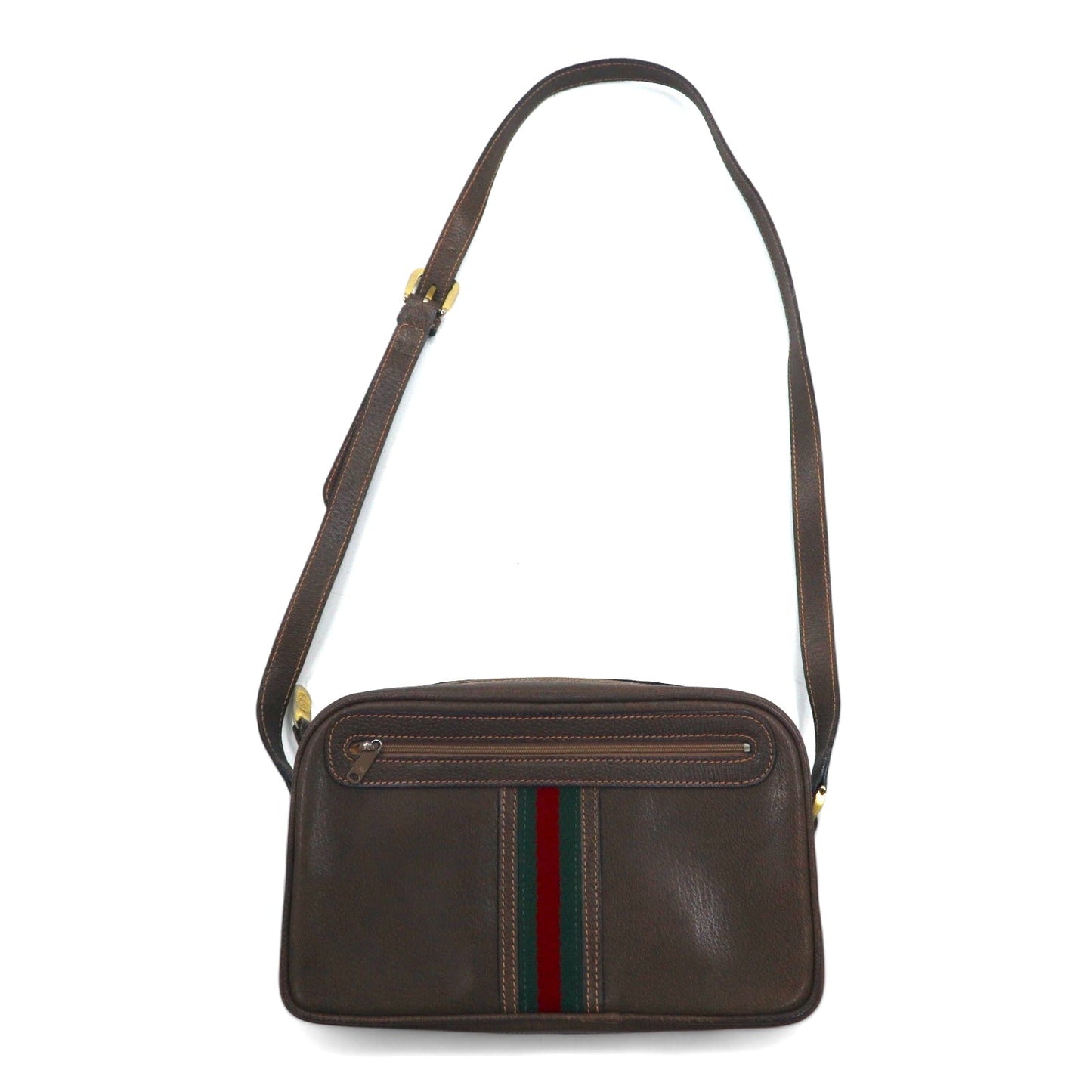 GUCCI オールドグッチ シェリーライン ショルダーバッグ ブラウン レザー