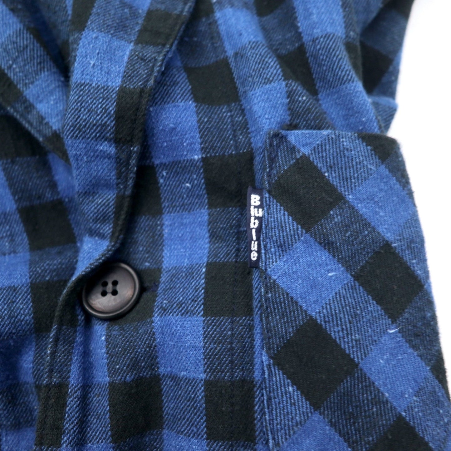 BLUE BLUE ガウンコート チェスターコート 羽織 2 ブルー チェック コットン INDIGO DYE 日本製
