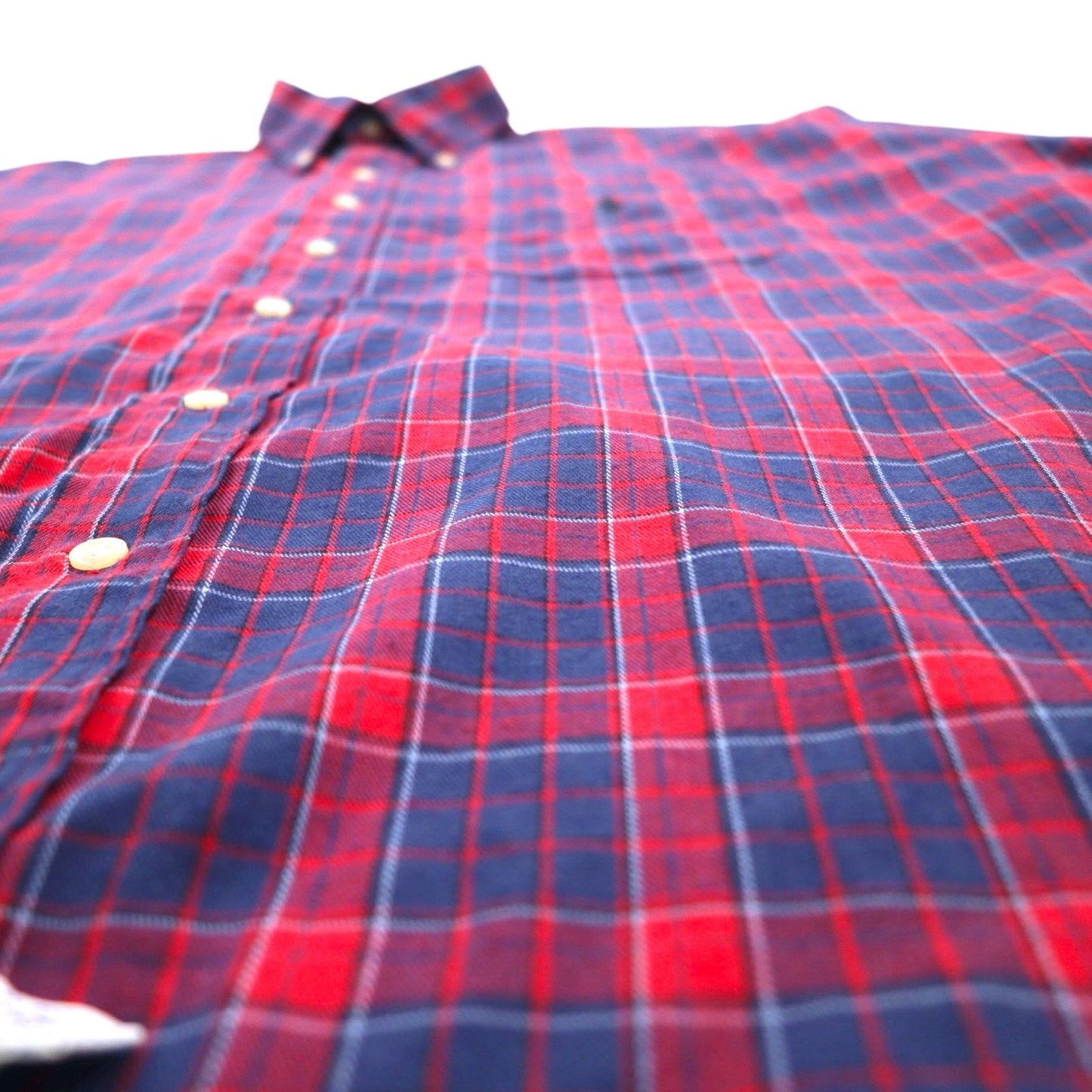Polo by Ralph Lauren 90年代 ビッグサイズ 半袖 ボタンダウンシャツ L レッド ネイビー チェック