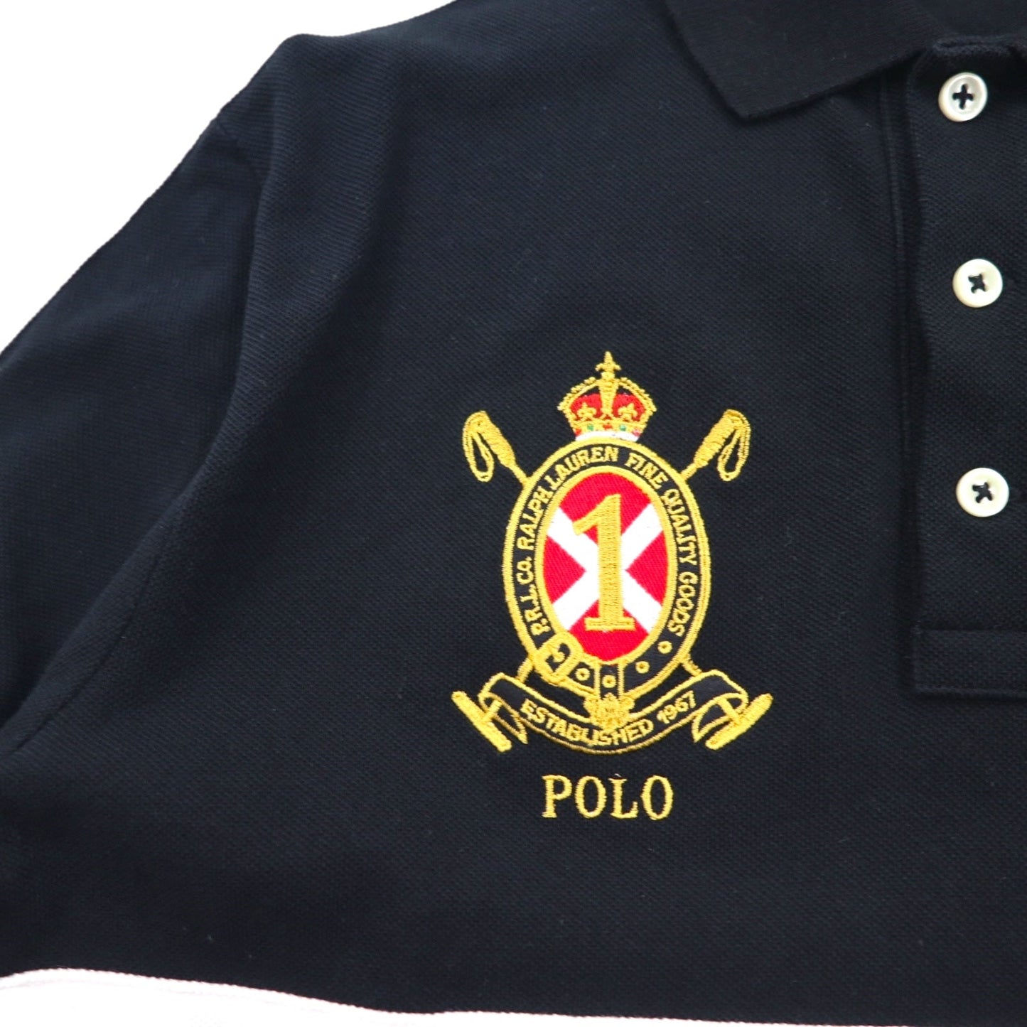POLO RALPH LAUREN ビッグポニー刺繍 ポロシャツ M ブラック レッド 鹿の子 エンブレム ワッペン