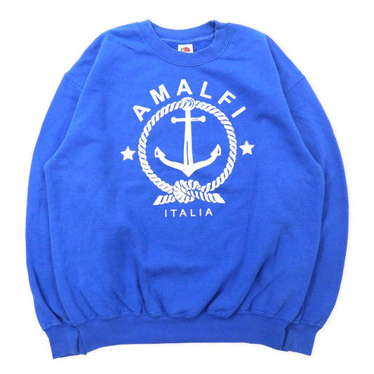 FRUIT OF THE LOOM モロッコ製 スウェット M ブルー コットン アンカー AMALFI ITALIA ヨーロッパライン