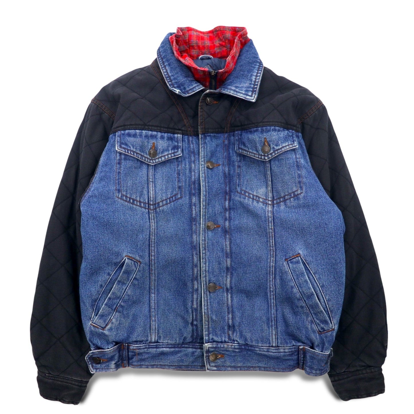 90年代 RUGGED GEAR レイヤード デニムジャケット Gジャン L インディゴ ブルー ブラック キルティング コットン
