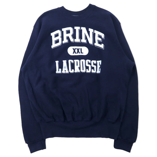 BRINE USA製 90年代 リバースウィーブ スウェット XL ネイビー コットン 裏起毛 LACROSSE ビッグサイズ