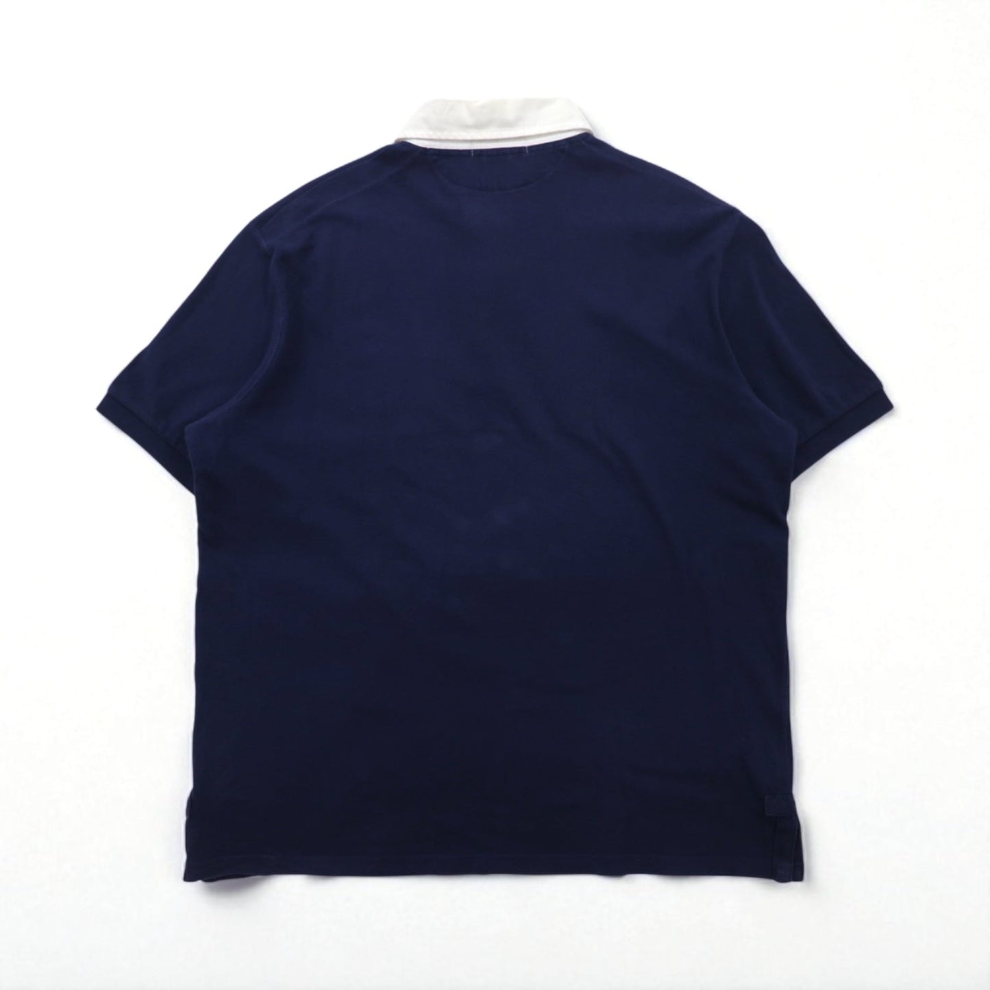 Polo by Ralph Lauren 90年代 ラインデザイン ポロシャツ 3XL ネイビー 鹿の子 エンブレムロゴ刺繍