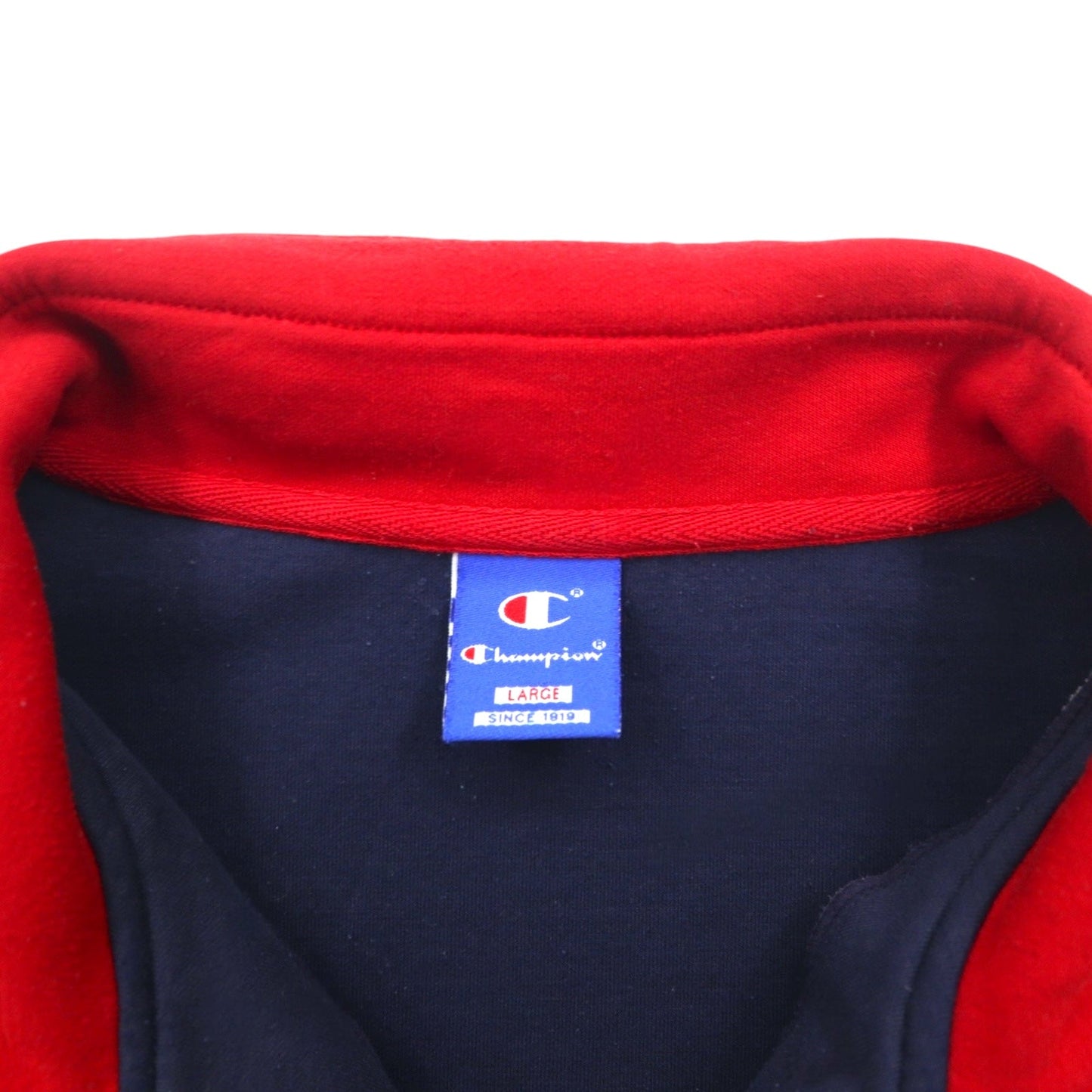 Champion 90年代 ハーフジップ スウェット L ネイビー コットン スクリプトロゴ プリント