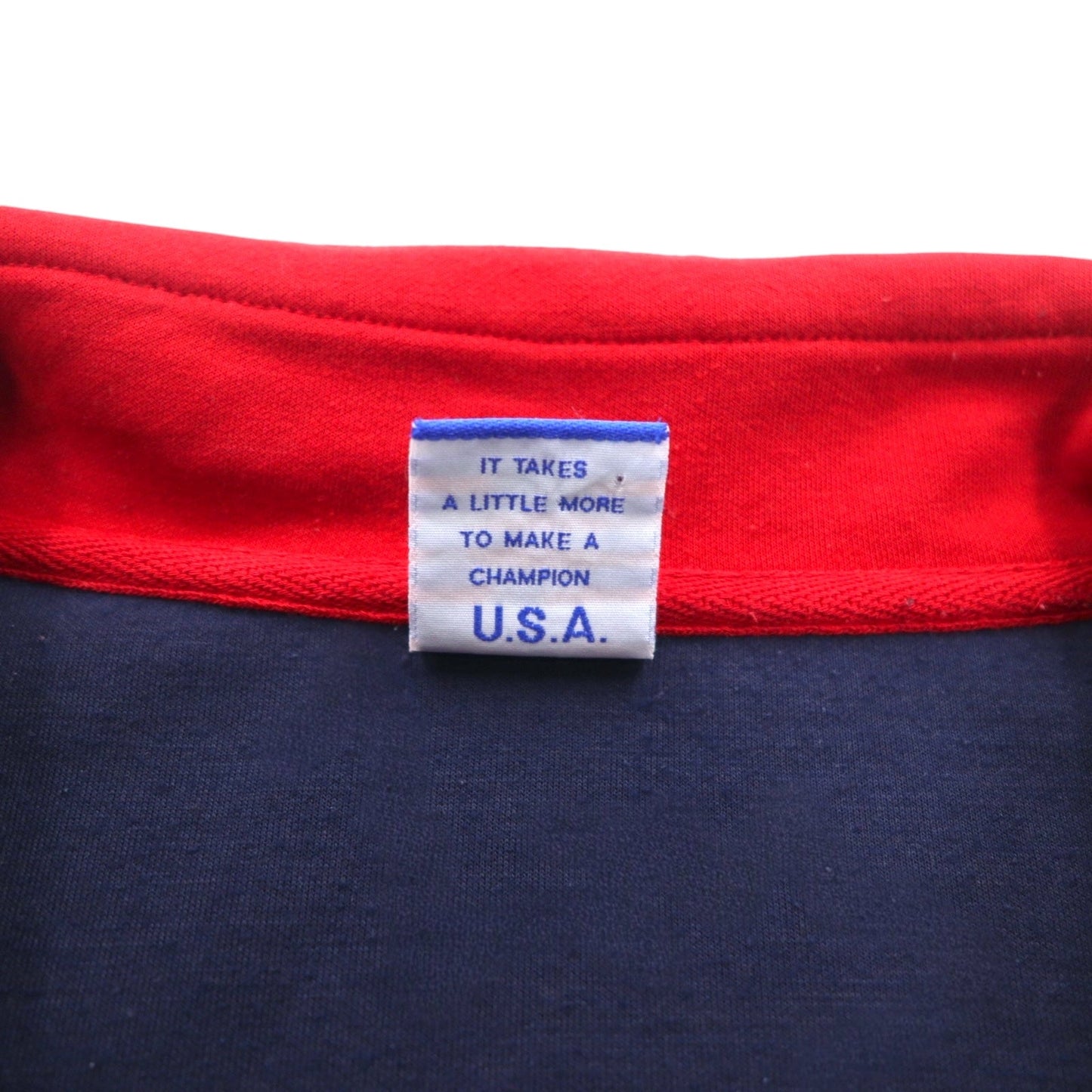 Champion 90年代 ハーフジップ スウェット L ネイビー コットン スクリプトロゴ プリント
