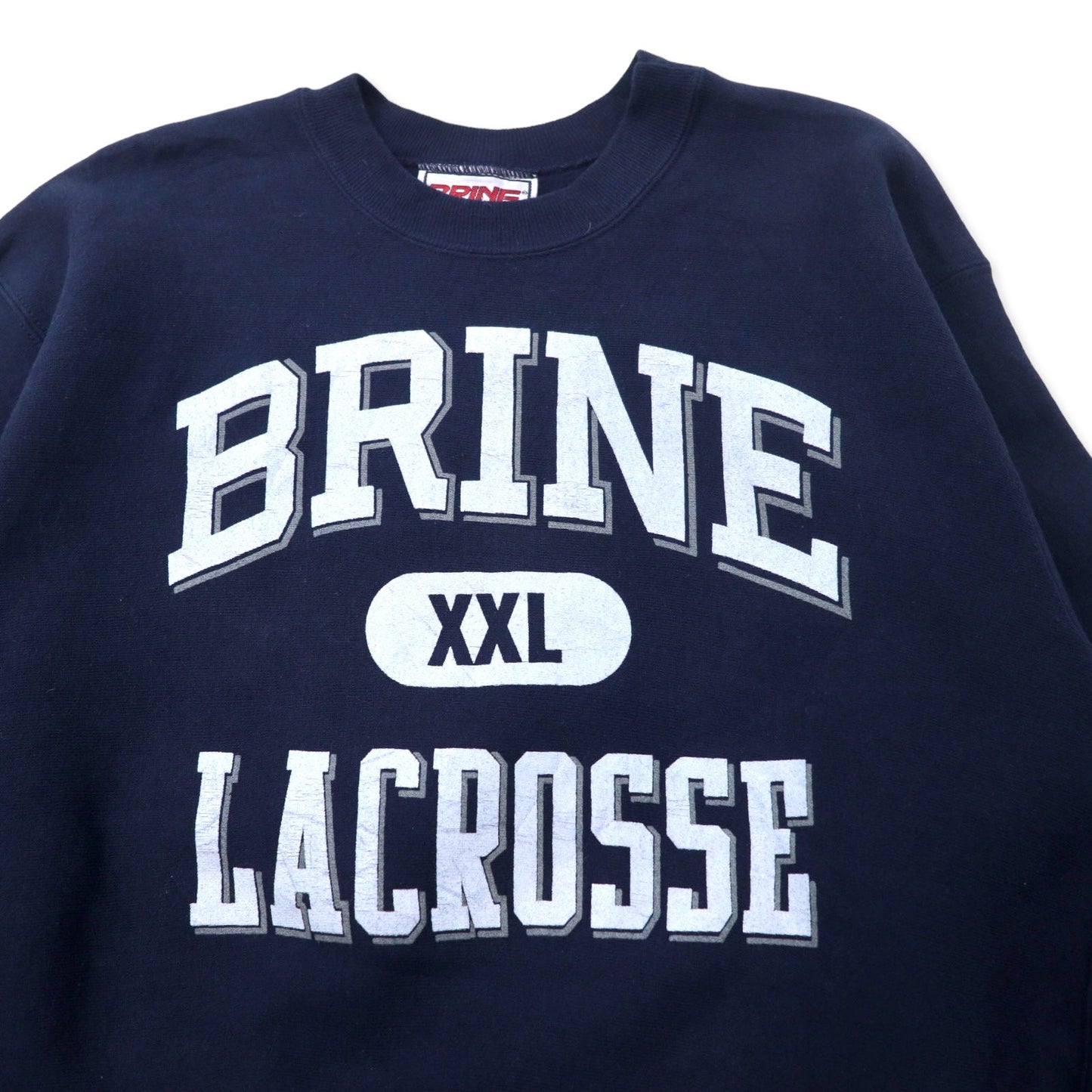 BRINE USA製 90年代 リバースウィーブ スウェット XL ネイビー コットン 裏起毛 LACROSSE ビッグサイズ