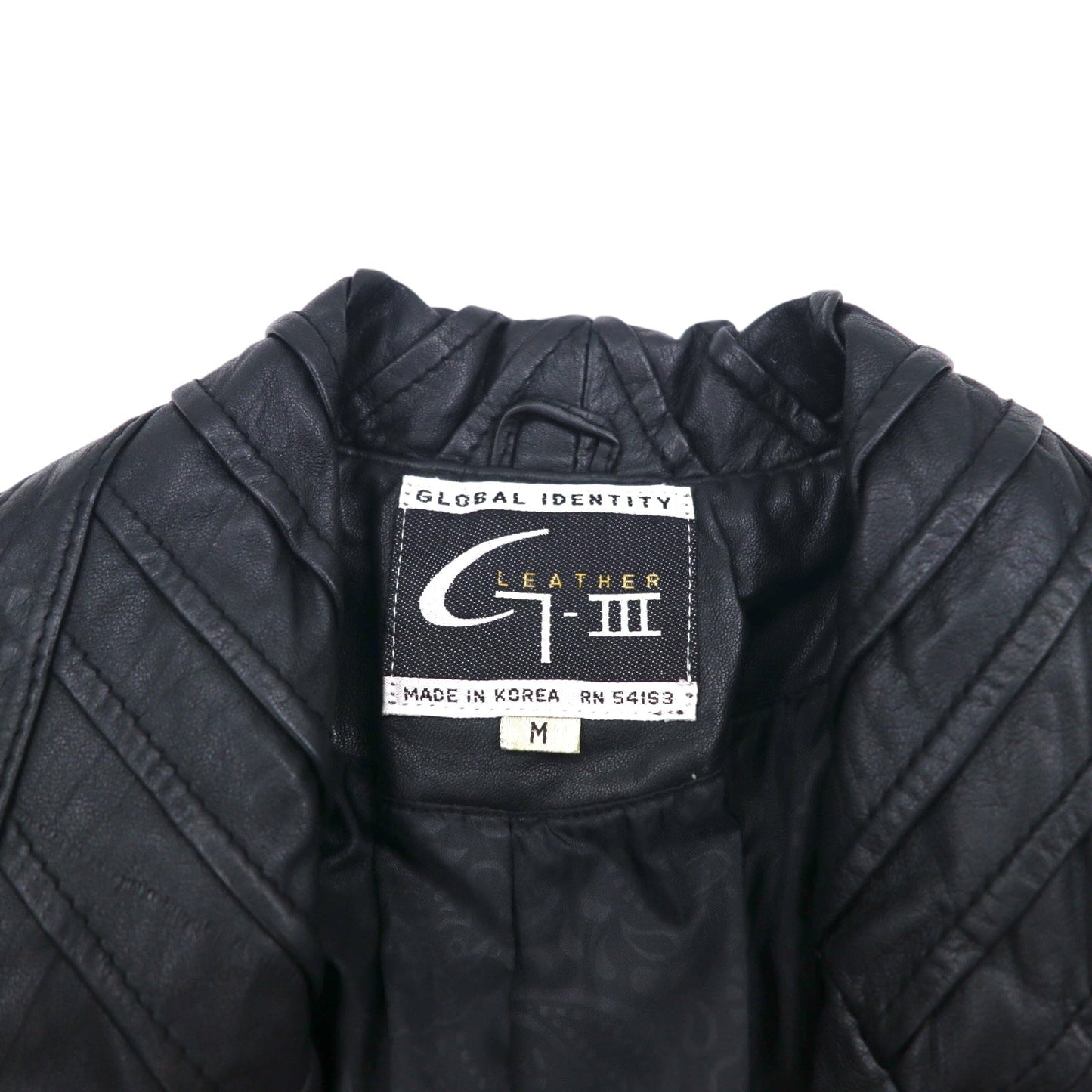 90年代 GLOBAL IDENTITY G-Ⅲ LEATHER レザー チェスターコート M ブラック レザー 裏地ペイズリー