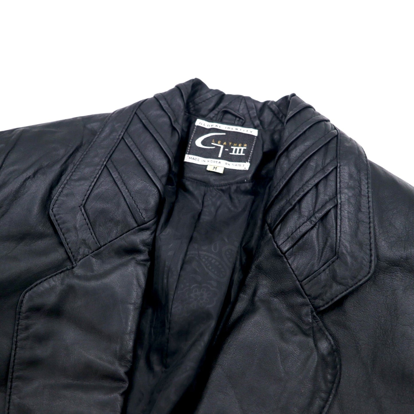90年代 GLOBAL IDENTITY G-Ⅲ LEATHER レザー チェスターコート M ブラック レザー 裏地ペイズリー
