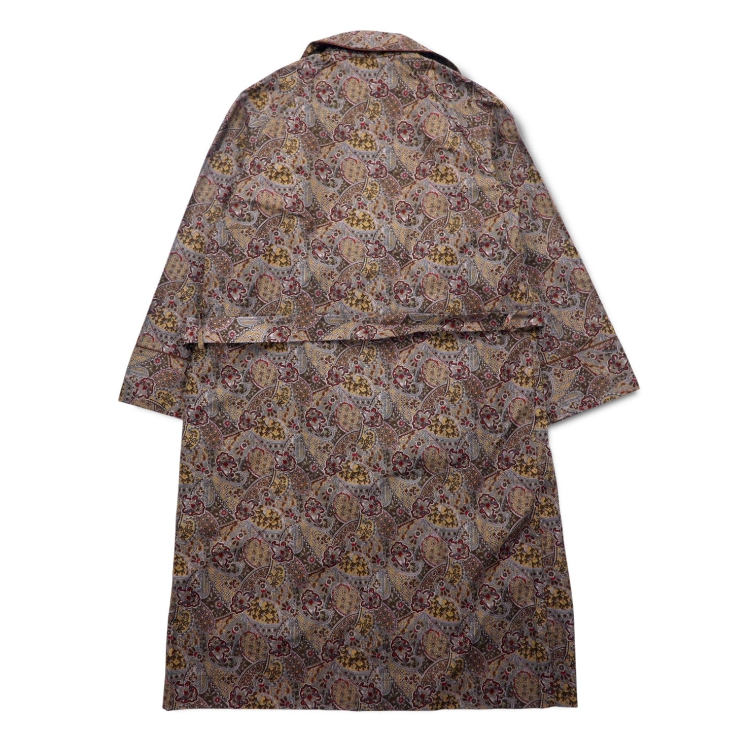 VIntage 90s Japan Made Paisley Robe with Shawl Collar ペイズリー柄 ガウンコート L ブラウン 日本製 未使用品